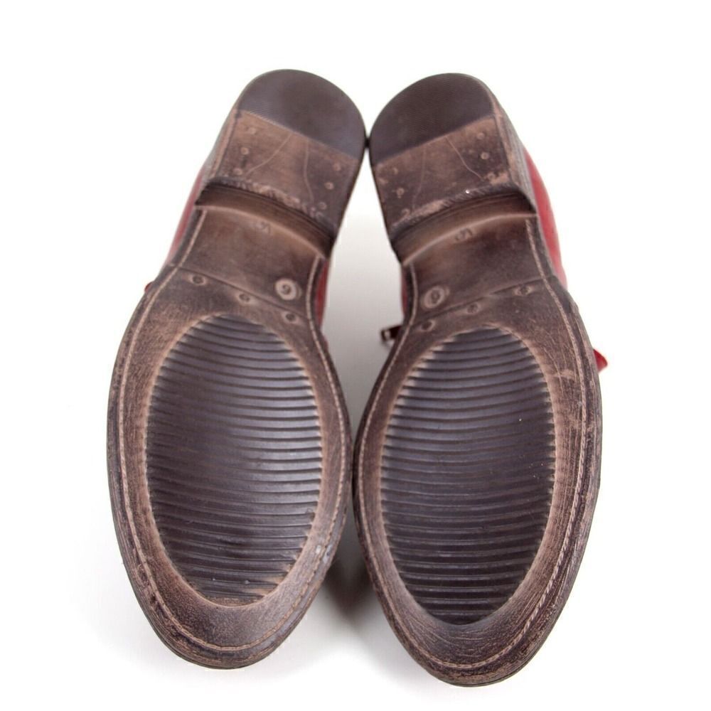 Miz Mooz RED GENUINE LEATHER LOW HEEL ROUND TOE ZIP SIDE LOAFER SHOES Size 6 - Picture 10 of 13